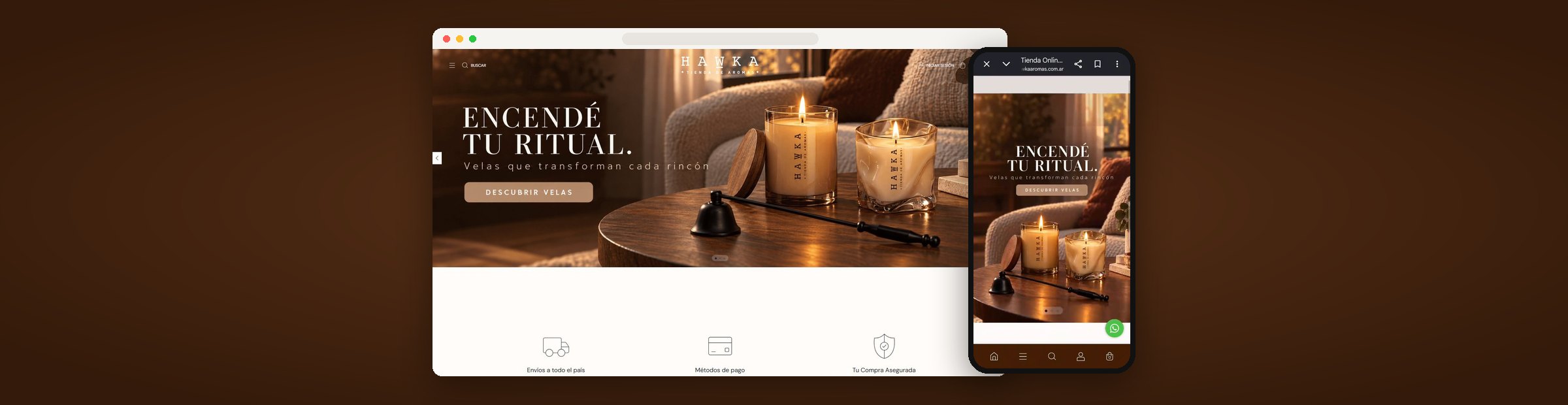 Tienda de Hawka Aromas en escritorio y celular