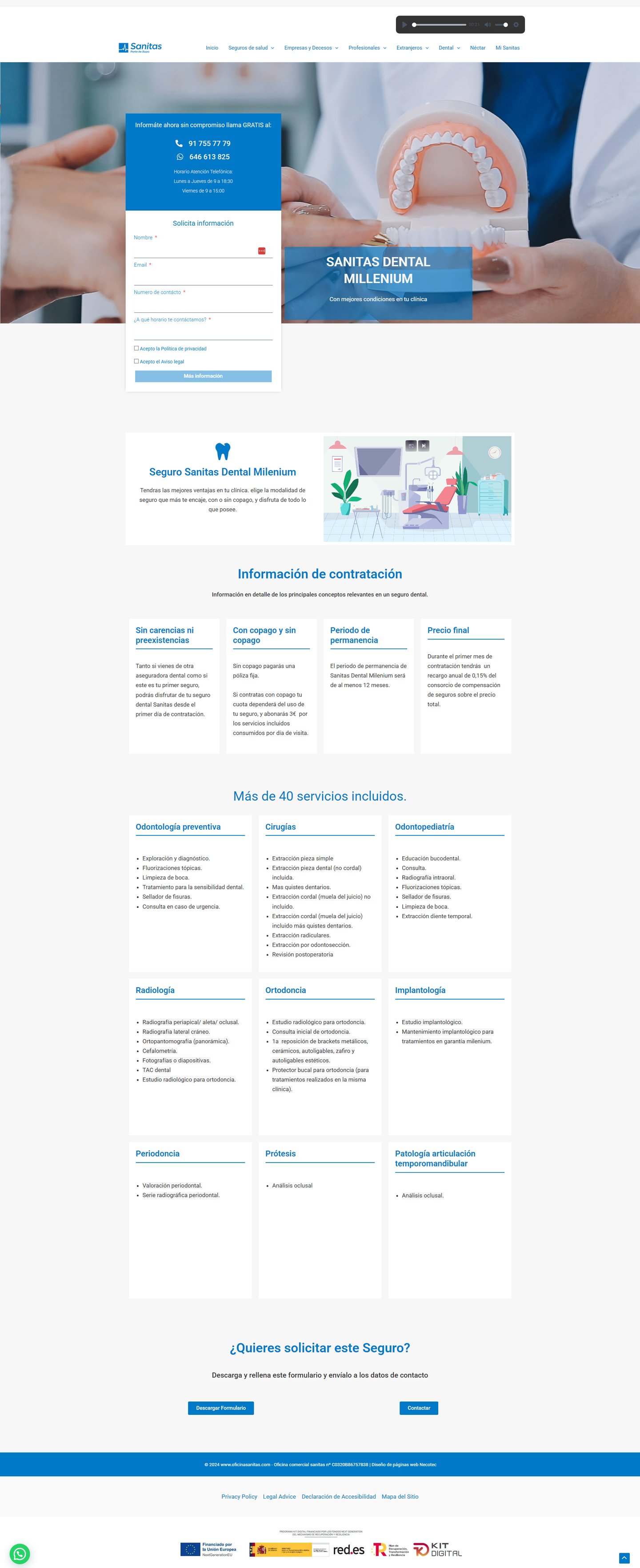 Sanitas Dental Milenium en segurossanisalud.com/milenium