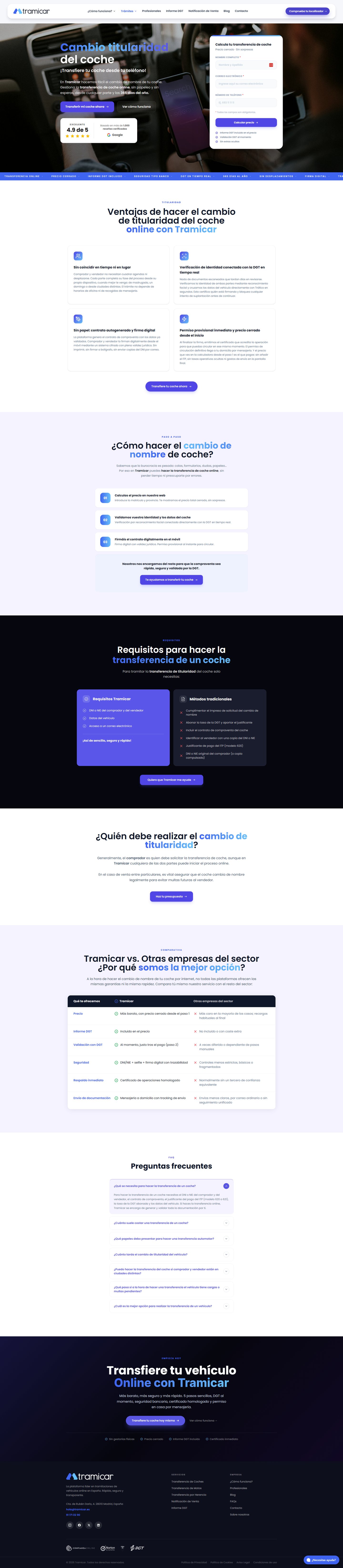 Página de transferencia de coche en tramicar.es