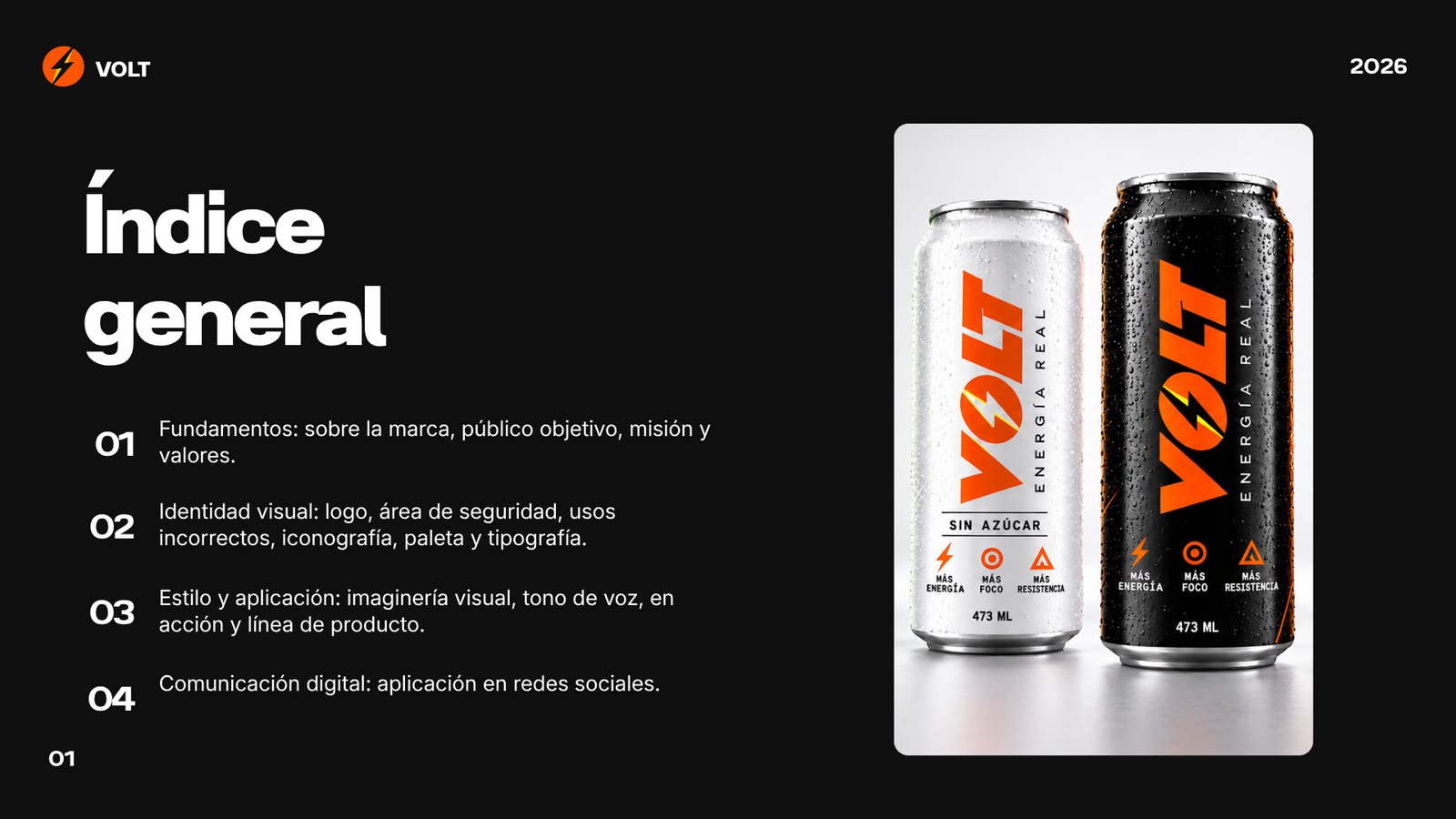 Guía de marca VOLT, página 2: Índice
