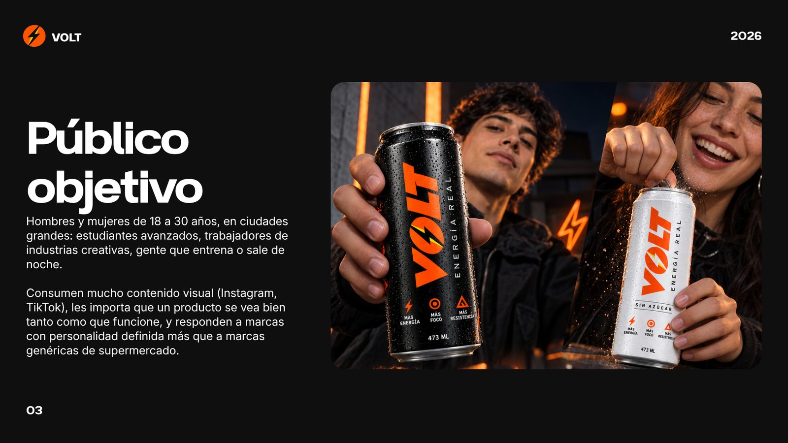 Guía de marca VOLT, página 4: Público objetivo