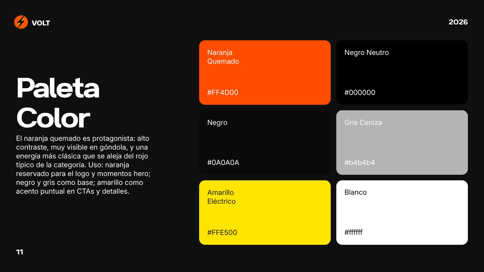 Guía de marca VOLT, página 12: Paleta