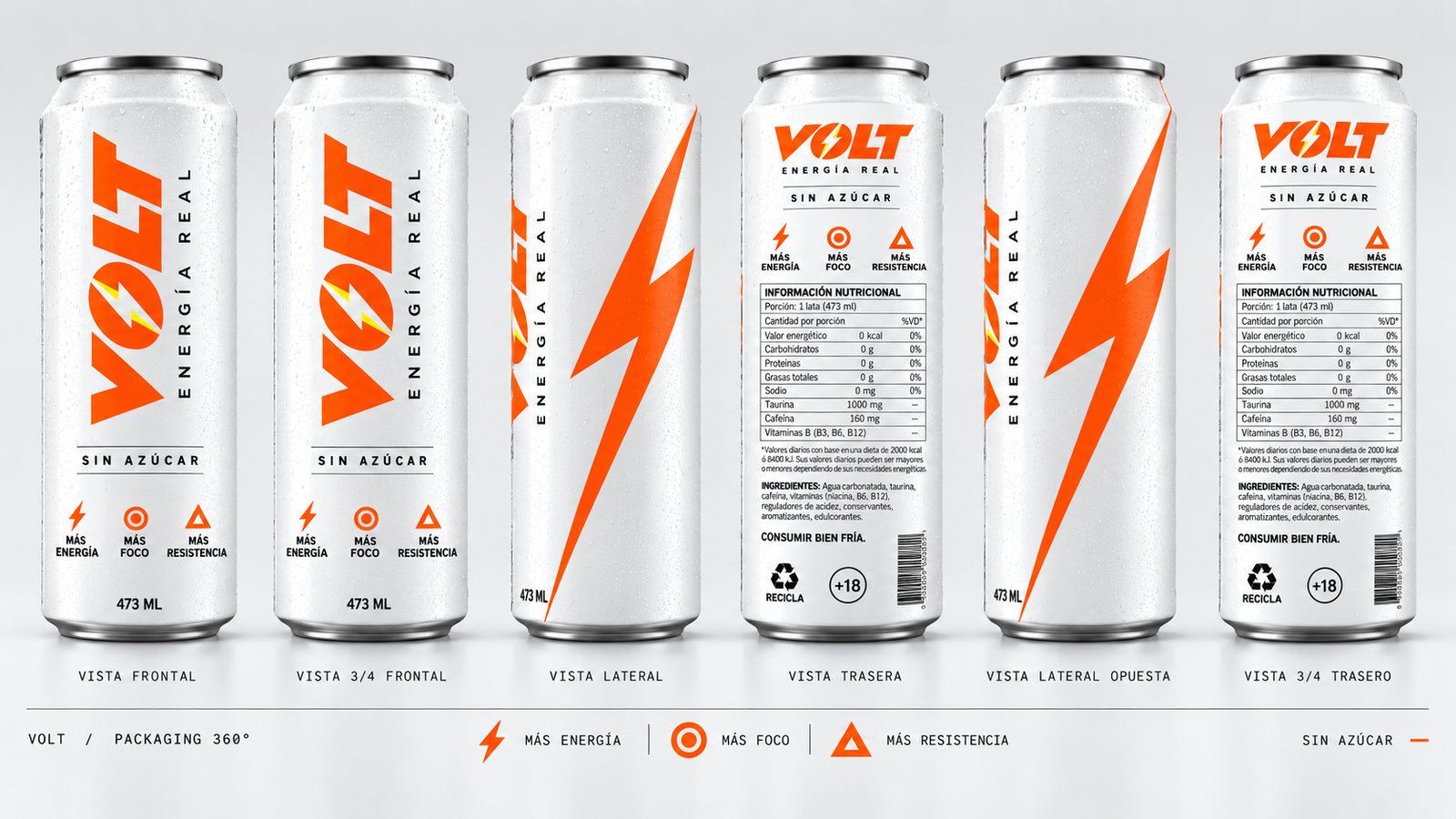 Packaging 360° de VOLT Sin Azúcar