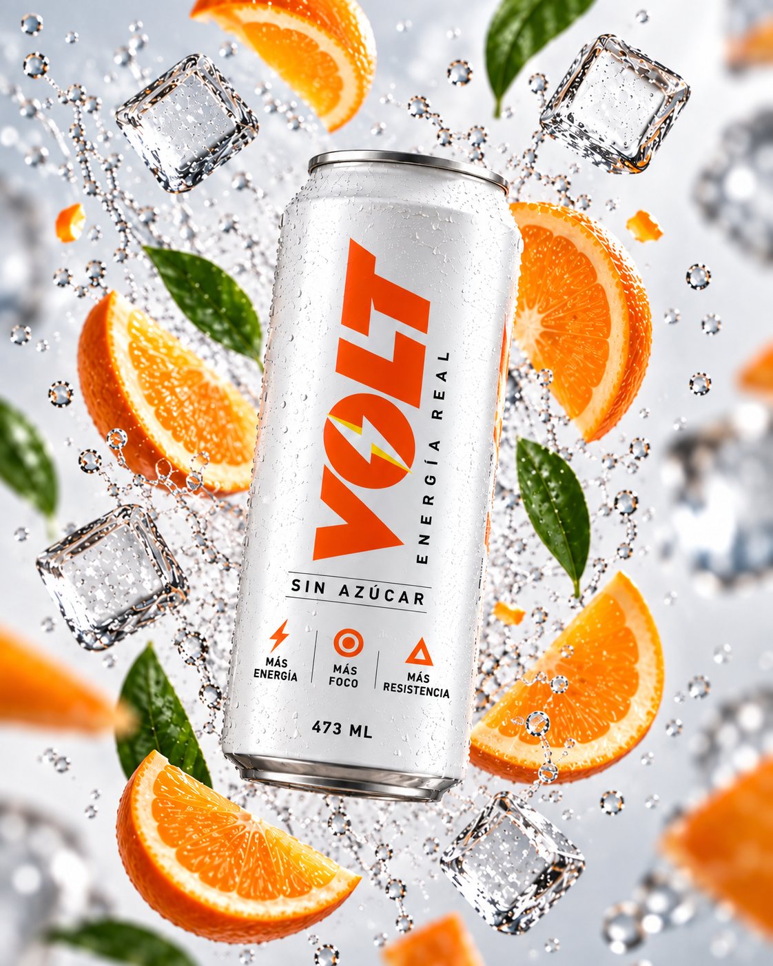 Lata Sin Azúcar con naranja y hielo