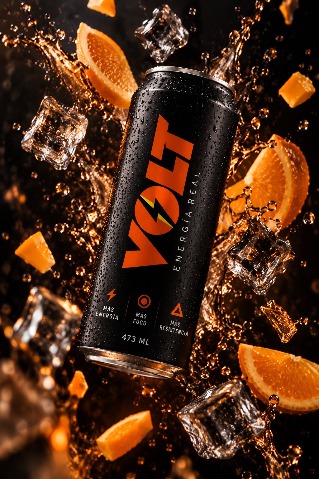 Lata de VOLT Classic con naranja y hielo